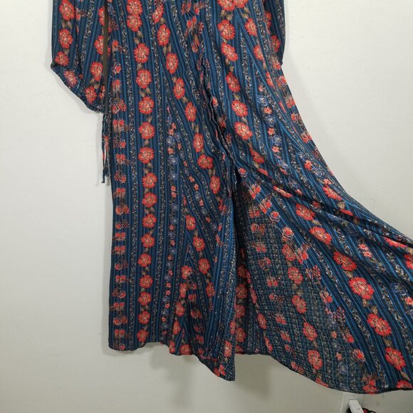 Lulus Floral Striped Button Front Maxi Dress with Pockets Size L - Picture 5 of 7